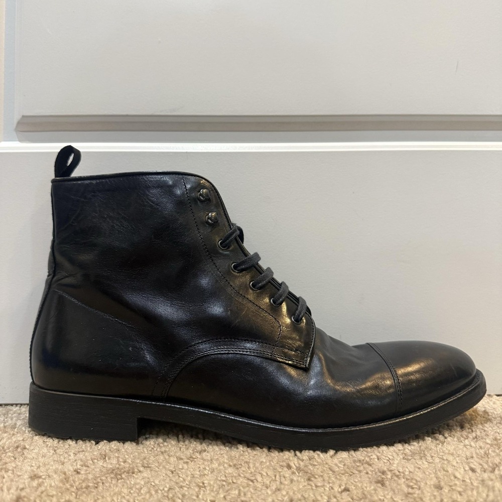 To Boot New York Mens Black Leather Cap Toe Combat Ankle Dress Boots 11 79795